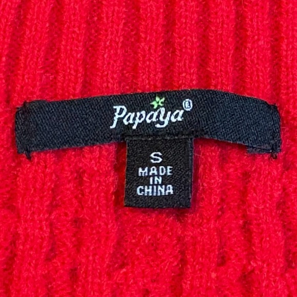 Papaya Red Cable Knit Crop Top Jeweled Button Sleeveless Tank Women Size Small - Picture 5 of 7